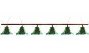 Лампа Классика 1 6пл. сосна (№2,бархат зеленый,бахрома желтая,фурнитура золото)