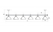 Лампа STARTBILLIARDS 6 пл. (плафоны RAL3005,штанга хром,фурнитура хром,2)