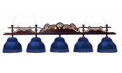 Лампа Император-Люкс 5пл. ясень (№2,бархат синий,бахрома синяя,фурнитура золото)