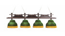 Лампа Император 4пл. клен (№11,бархат зеленый,бахрома желтая,фурнитура золото)