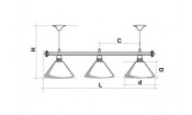 Лампа STARTBILLIARDS 3 пл. (плафоны синие,штанга коричневая,фурнитура золото)