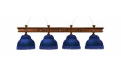 Лампа Ампир 4пл. ясень (№5,бархат синий,бахрома синяя,фурнитура золото)