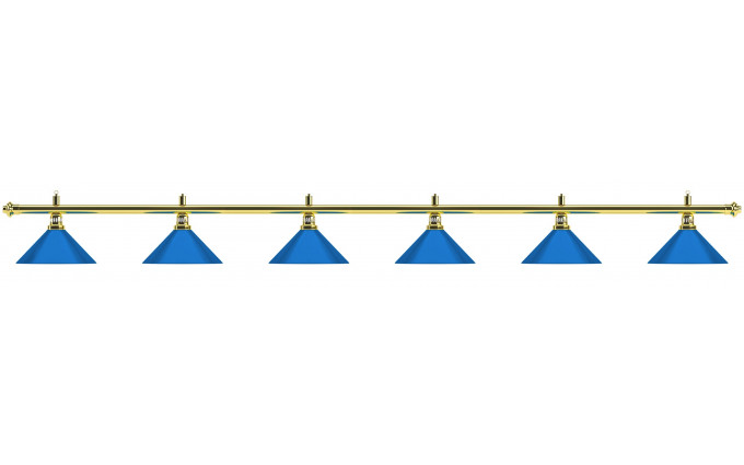 Лампа на шесть плафонов "Blue Light" (золотистая штанга, синий плафон D35см)